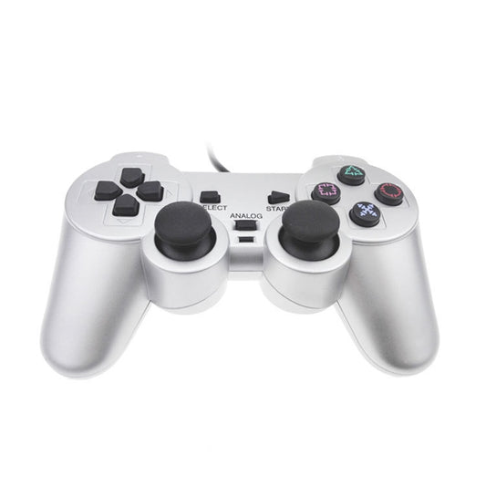 Wired Gamepad Dual Motor Vibration Silver Fuel Injection Gamepad Suitable For PS2 by buy2fix