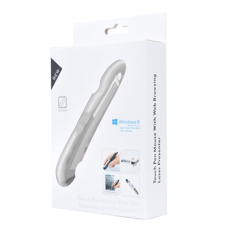 PR-08 1600DPI 6 Keys 2.4G Wireless Electronic Whiteboard Pen Multi-Function Pen Mouse PPT Flip Pen(Silver Gray) by buy2fix