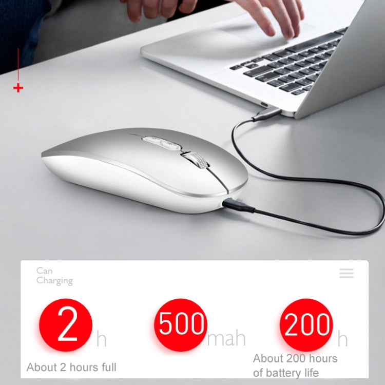 M103 1600DPI 5 Keys 2.4G Wireless Mouse Charging Ai Intelligent Voice Office Mouse, Support 28 Languages(Silver) - Wireless Mice by buy2fix | Online Shopping UK | buy2fix