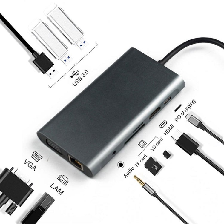 10 in 1 Type-C Multi-Function Docking Station PD Fast Charging HUB - USB HUB by buy2fix | Online Shopping UK | buy2fix