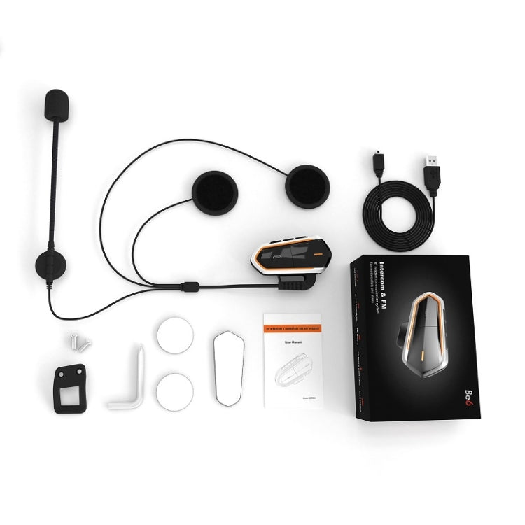 BT-S2 Helmet Bluetooth Headset FM Radio/CSR Full Duplex Walkie Talkie(Black Orange) - Motorcycle Walkie Talkie by buy2fix | Online Shopping UK | buy2fix