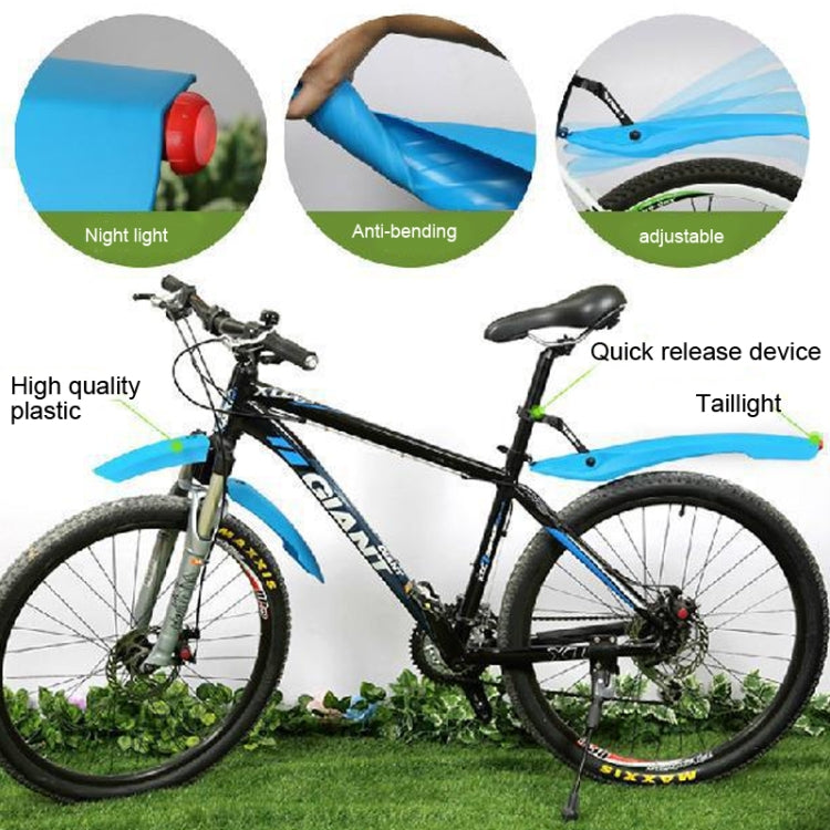 Bicycle Fender With LED Taillights Mountain Bike Fender Quick Release 26 Inch Riding Accessories(Blue) by buy2fix