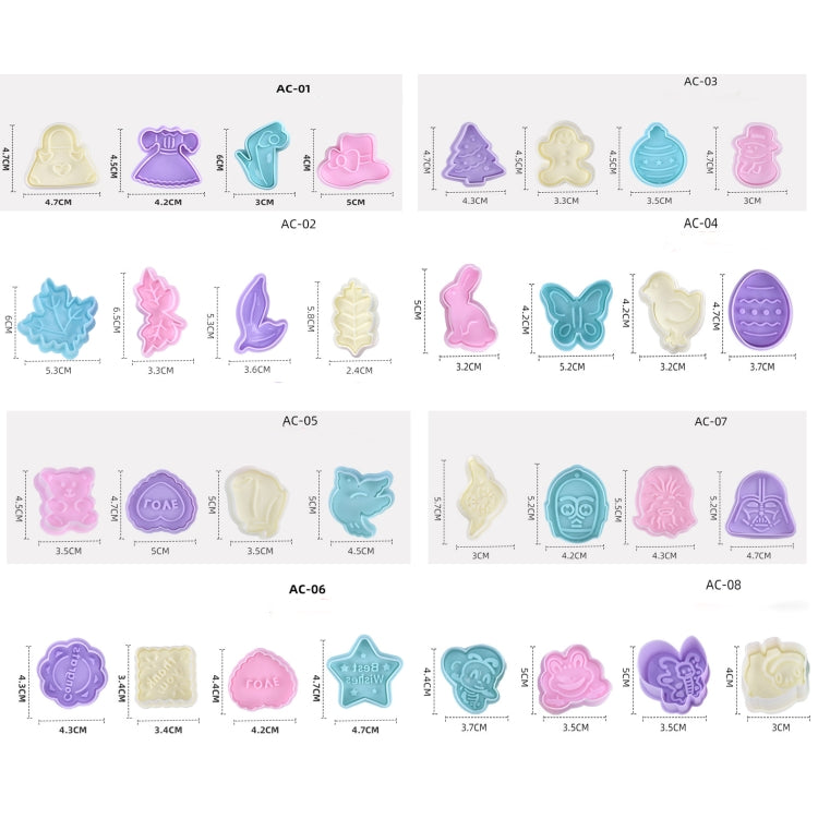 4 in 1 Three-Dimensional Fondant Biscuit Embossing Mold Push-Type Cake Mold Random Style Delivery - Food Molds by buy2fix | Online Shopping UK | buy2fix