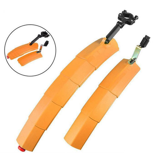 Bicycle Telescopic Folding Mudguard 27.5 Inch Extended Water Retaining LED Taillight(Orange) by buy2fix
