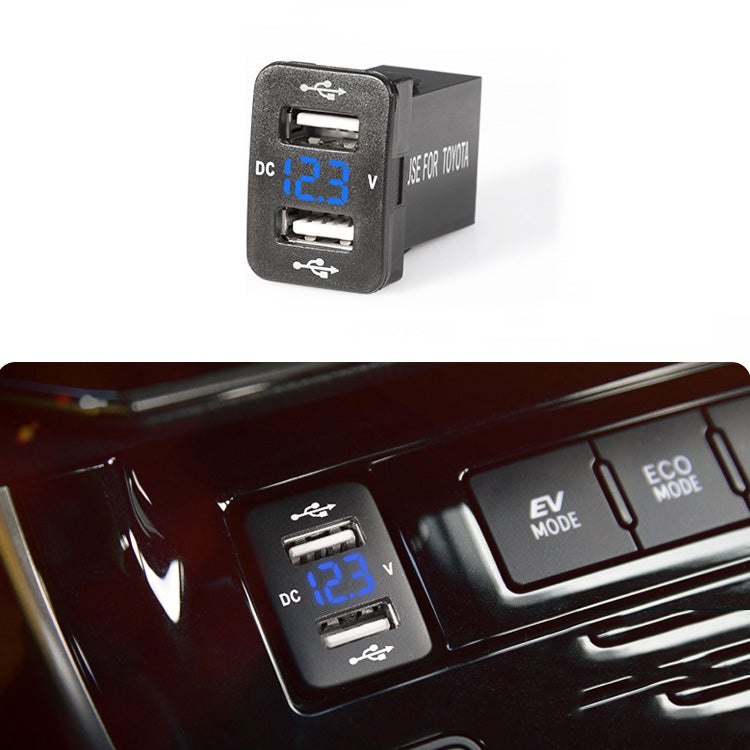Car Charger Original Hole Non-Destructive Modification Of Dual Usb Car Charger With Line Suitable For Toyota(FTWU Blue Light) - DIY Modified Charger by buy2fix | Online Shopping UK | buy2fix