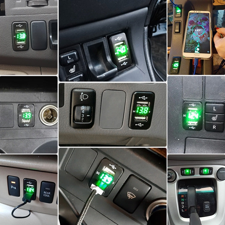 Car Charger Original Hole Non-Destructive Modification Of Dual Usb Car Charger With Line Suitable For Toyota(FTWU Blue Light) - DIY Modified Charger by buy2fix | Online Shopping UK | buy2fix