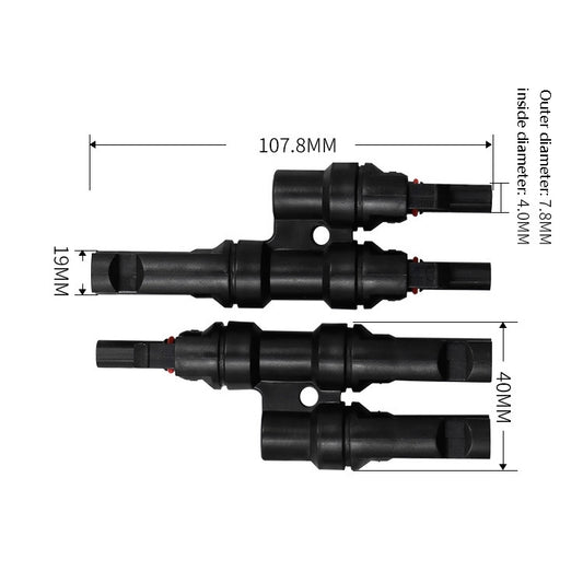 1 Pair MC4 Three-way T Type MC4 Photovoltaic Connector Solar Branch Connector Solar Panel Male And Female Plug Accessories - Connectors by buy2fix | Online Shopping UK | buy2fix