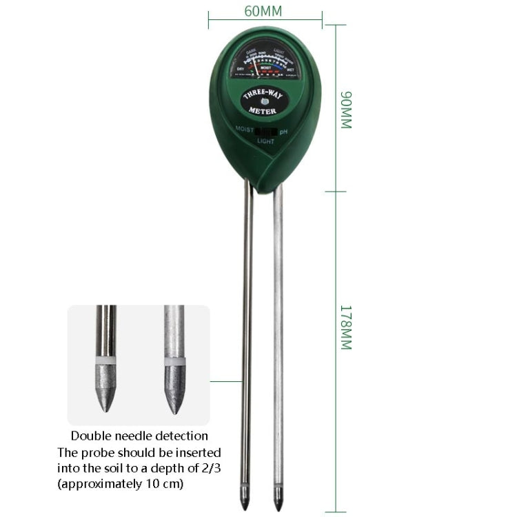 3 In 1 Soil Detector PH Value Light Intensity Test Pen Round Head Soil Dry Moisture Meter - PH & Moisture Meter by buy2fix | Online Shopping UK | buy2fix