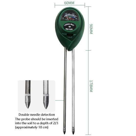 3 In 1 Soil Detector PH Value Light Intensity Test Pen Round Head Soil Dry Moisture Meter - PH & Moisture Meter by buy2fix | Online Shopping UK | buy2fix