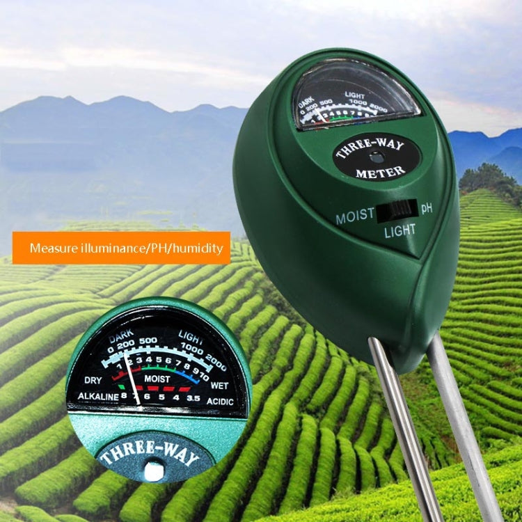 3 In 1 Soil Detector PH Value Light Intensity Test Pen Round Head Soil Dry Moisture Meter - PH & Moisture Meter by buy2fix | Online Shopping UK | buy2fix