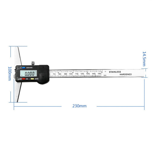 0-150mm Digital Display Depth Gauge Caliper Vernier Caliper Depth Measuring Ruler - Measuring Tools by buy2fix | Online Shopping UK | buy2fix