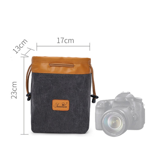 S.C.COTTON Liner Bag Waterproof Digital Protection Portable SLR Lens Bag Micro Single Camera Bag Photography Bag, Colour: Carbon Black L by buy2fix