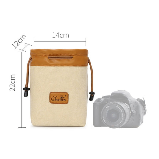 S.C.COTTON Liner Bag Waterproof Digital Protection Portable SLR Lens Bag Micro Single Camera Bag Photography Bag, Colour: Beige M by buy2fix