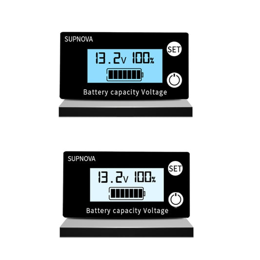 SUPNOVA DC 8-100V Battery Capacity Indicator Voltmeter Voltage Gauge,Style: White + Alarm + Temperature by buy2fix