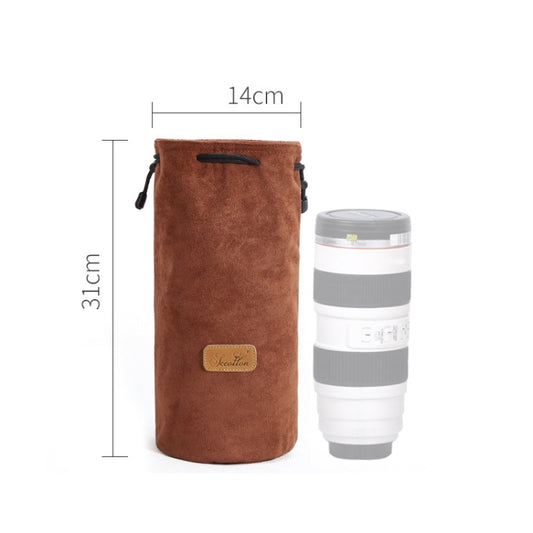 S.C.COTTON Liner Shockproof Digital Protection Portable SLR Lens Bag Micro Single Camera Bag Round Brown L by S.C.COTTON
