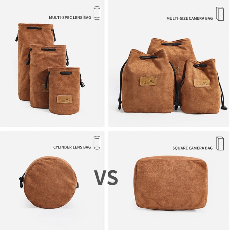 S.C.COTTON Liner Shockproof Digital Protection Portable SLR Lens Bag Micro Single Camera Bag Round Khaki S - Lens Bag by S.C.COTTON | Online Shopping UK | buy2fix