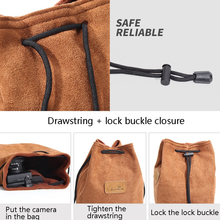 S.C.COTTON Liner Shockproof Digital Protection Portable SLR Lens Bag Micro Single Camera Bag Round Khaki S - Lens Bag by S.C.COTTON | Online Shopping UK | buy2fix