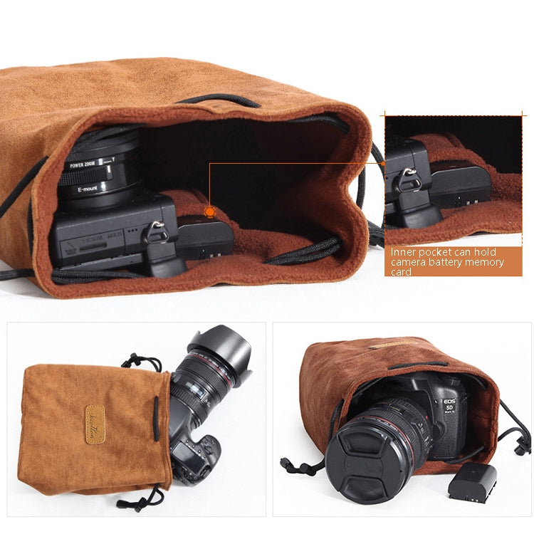 S.C.COTTON Liner Shockproof Digital Protection Portable SLR Lens Bag Micro Single Camera Bag Round Khaki S - Lens Bag by S.C.COTTON | Online Shopping UK | buy2fix