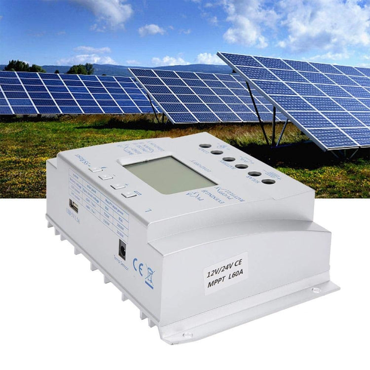 L60 12V/24V 60A Solar Controller Power Voltage Current LCD Display Solar Charge Controller - Others by buy2fix | Online Shopping UK | buy2fix