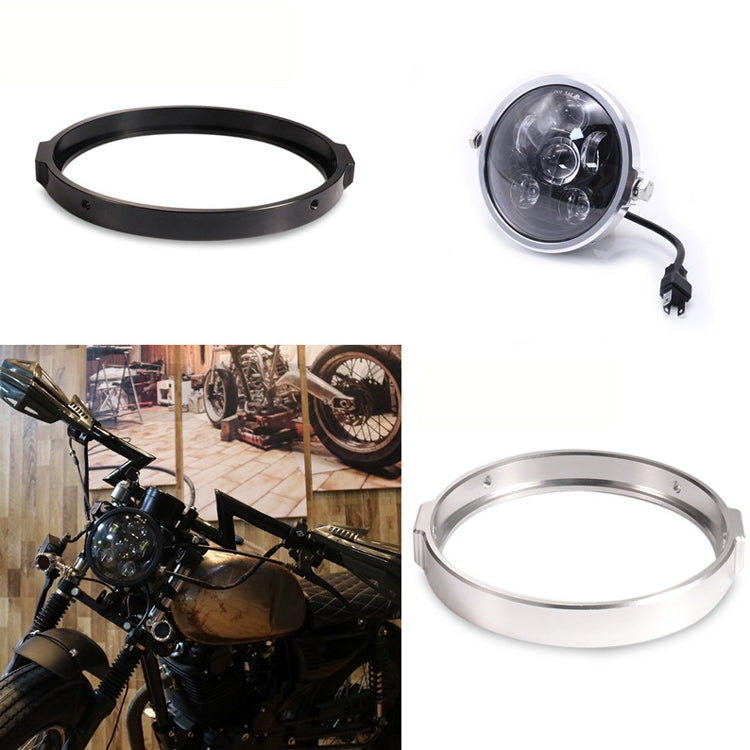 5.75 Inch Round Retro Headlight Ring Motorcycle Headlight Modification Parts(Black) by buy2fix