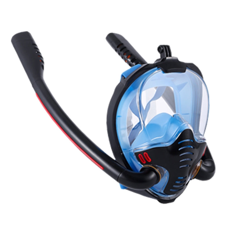 Snorkeling Mask Double Tube Silicone Full Dry Diving Mask Adult Swimming Mask Diving Goggles, Size: S/M(Black/Blue) - Diving Mask by buy2fix | Online Shopping UK | buy2fix