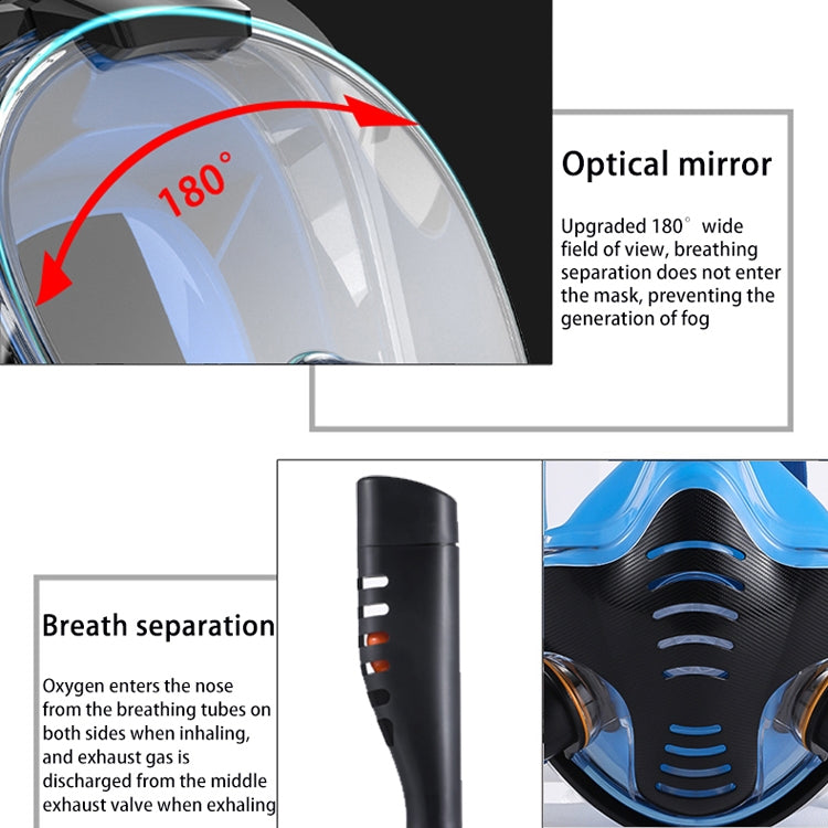 Snorkeling Mask Double Tube Silicone Full Dry Diving Mask Adult Swimming Mask Diving Goggles, Size: S/M(Black/Blue) - Diving Mask by buy2fix | Online Shopping UK | buy2fix