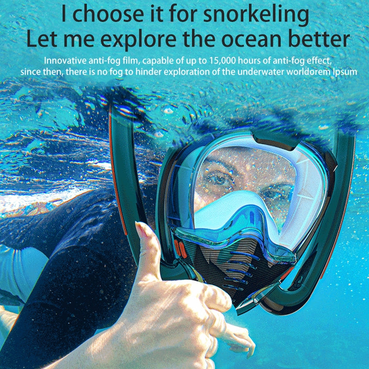 Snorkeling Mask Double Tube Silicone Full Dry Diving Mask Adult Swimming Mask Diving Goggles, Size: S/M(Black/Blue) - Diving Mask by buy2fix | Online Shopping UK | buy2fix