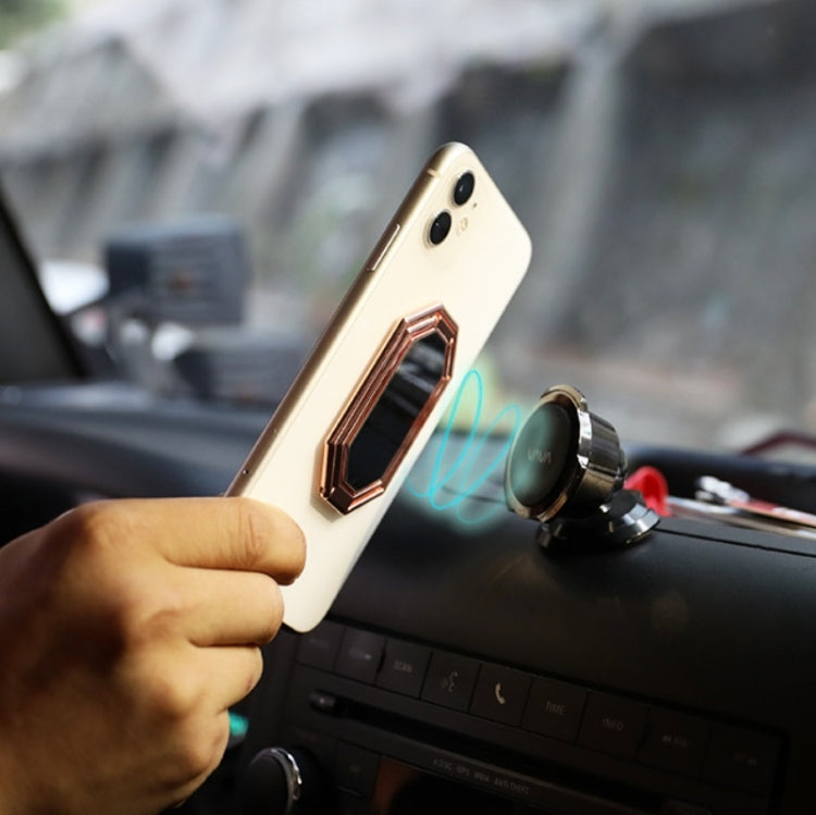 Folding And Sticking Zinc Alloy Mobile Phone Ring Holder Car Magnetic Ring Buckle(Rose Gold) by buy2fix