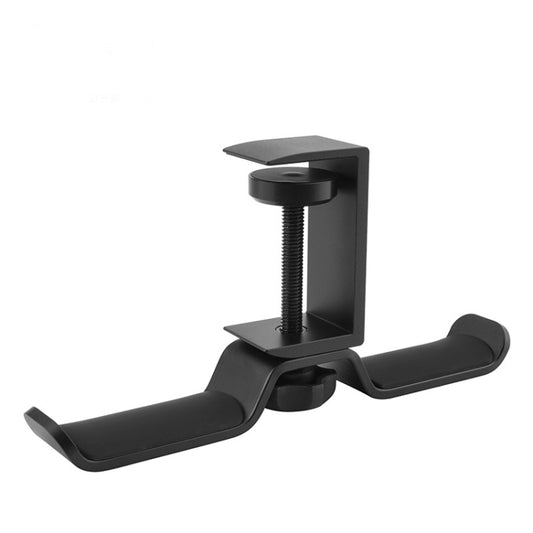 Universal Metal Headphone Double Bracket Headphone Hanger Desktop Lock Clip Headphone Display Shelf(Black) by buy2fix