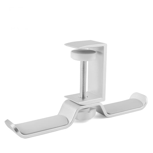 Universal Metal Headphone Double Bracket Headphone Hanger Desktop Lock Clip Headphone Display Shelf(Silver) by buy2fix