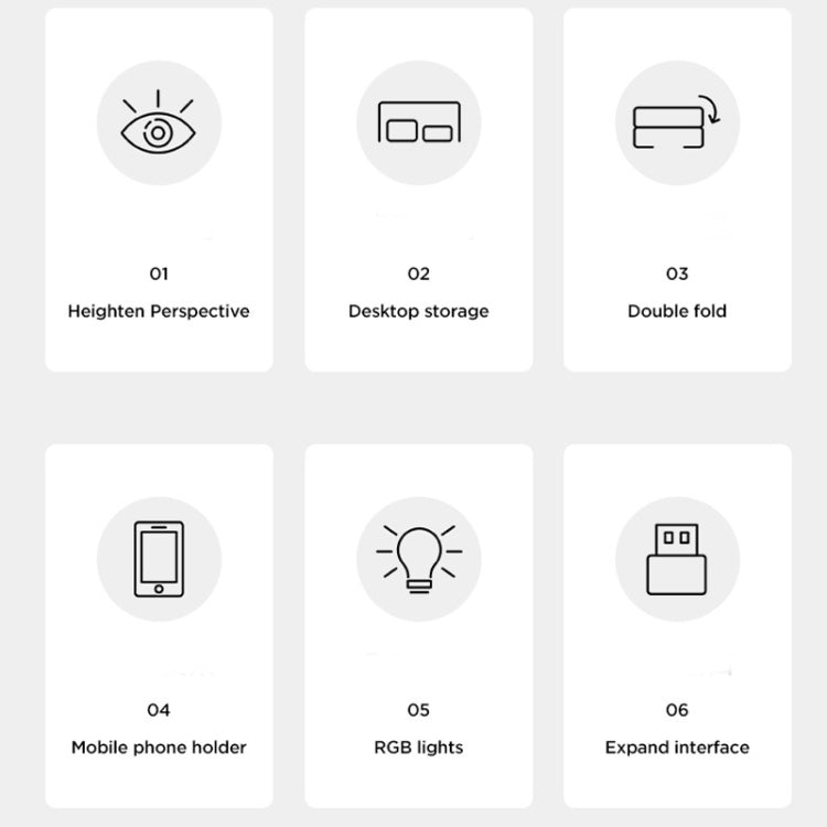 ICE COOREL T1 Monitor Increased Rack Foldable Laptop Stand With RGB Lighting & 4xUSB2.0 Expansion Interface(Moonlight White) - Laptop Stand by buy2fix | Online Shopping UK | buy2fix