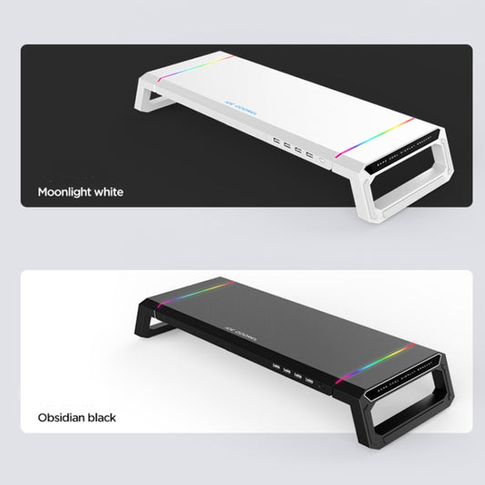 ICE COOREL T1 Monitor Increased Rack Foldable Laptop Stand With RGB Lighting & 4xUSB2.0 Expansion Interface(Moonlight White) - Laptop Stand by buy2fix | Online Shopping UK | buy2fix