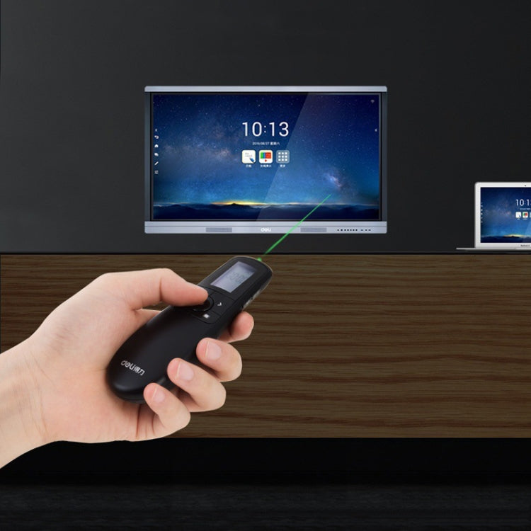 Deli 2.4GHz Laser Teaching Page Flip Pen Remote Play Pen with Flying Mouse, Model: 2803 (Black) Red Light by Deli