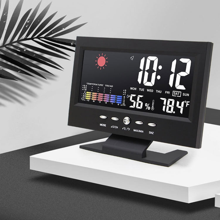 8082T Weather Forecast Clock LED Color Screen Perpetual Calendar Temperature And Humidity Intelligent Voice Control Electronic Alarm Cloc,Specification: Black + USB - Alarm Clocks by buy2fix | Online Shopping UK | buy2fix