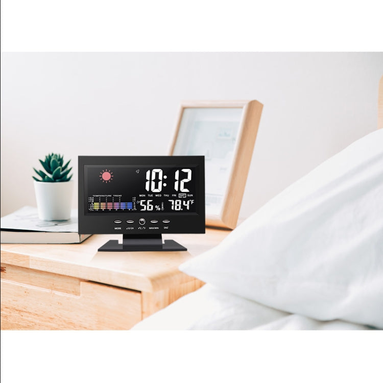 8082T Weather Forecast Clock LED Color Screen Perpetual Calendar Temperature And Humidity Intelligent Voice Control Electronic Alarm Cloc,Specification: Black + USB - Alarm Clocks by buy2fix | Online Shopping UK | buy2fix