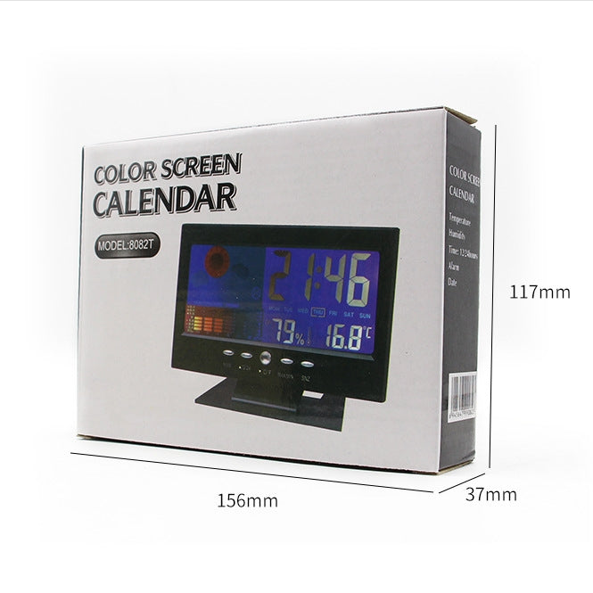 8082T Weather Forecast Clock LED Color Screen Perpetual Calendar Temperature And Humidity Intelligent Voice Control Electronic Alarm Cloc,Specification: Black + USB - Alarm Clocks by buy2fix | Online Shopping UK | buy2fix