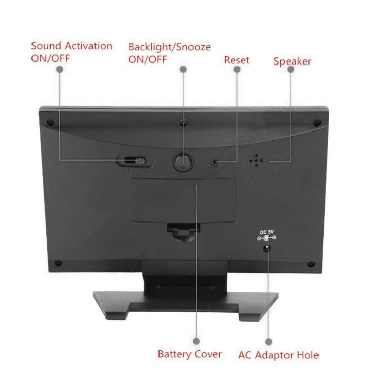 8082T Weather Forecast Clock LED Color Screen Perpetual Calendar Temperature And Humidity Intelligent Voice Control Electronic Alarm Cloc,Specification: Black + USB - Alarm Clocks by buy2fix | Online Shopping UK | buy2fix
