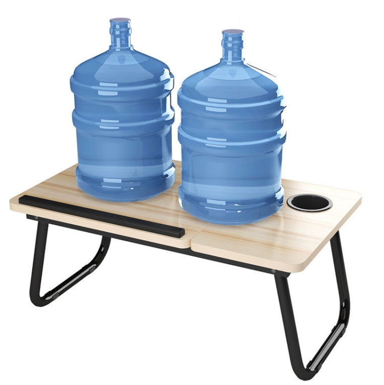 Bed Four-Speed Lifting Table Folding Laptop Desk Adjustable Dormitory Lazy Table with Cup Holder, Size: 55x32x25cm(Black Gold Wire) - Laptop Stand by buy2fix | Online Shopping UK | buy2fix