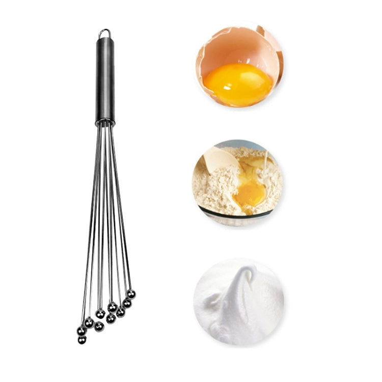 Manual Whisk Stainless Steel Glass Bead Egg Whisk Kitchen Household Hand-Held Baking Tools Type A 10 Inch - Stirrer & Squeezer by buy2fix | Online Shopping UK | buy2fix