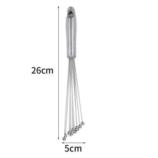 Manual Whisk Stainless Steel Glass Bead Egg Whisk Kitchen Household Hand-Held Baking Tools Type C 10 Inch by buy2fix