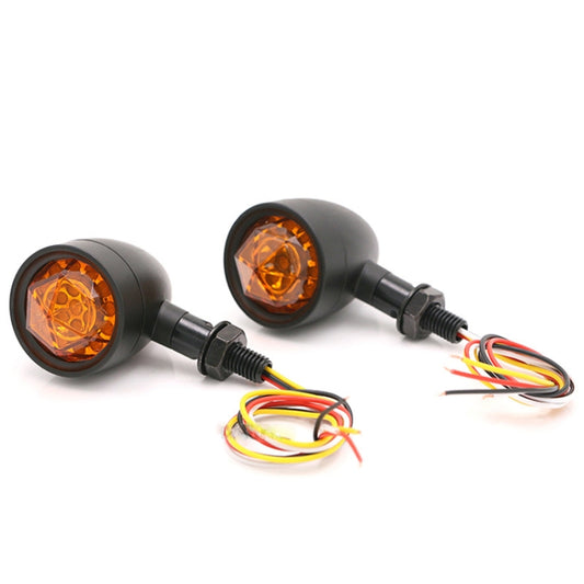 1pair Motorcycle Universal Retro LED Turn Signal Light(Black Shell Yellow Cover) by buy2fix