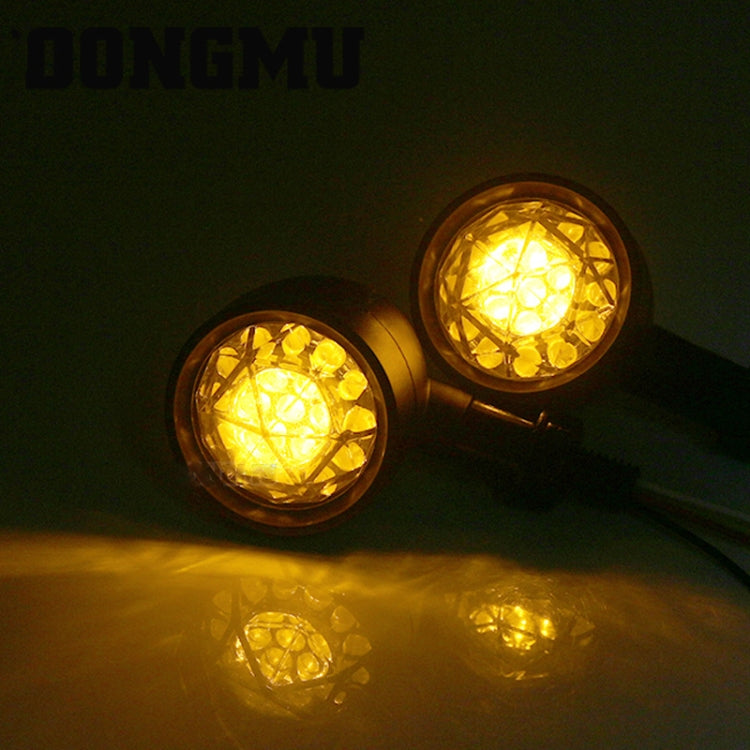 1pair Motorcycle Universal Retro LED Turn Signal Light(Black Shell Yellow Cover) by buy2fix