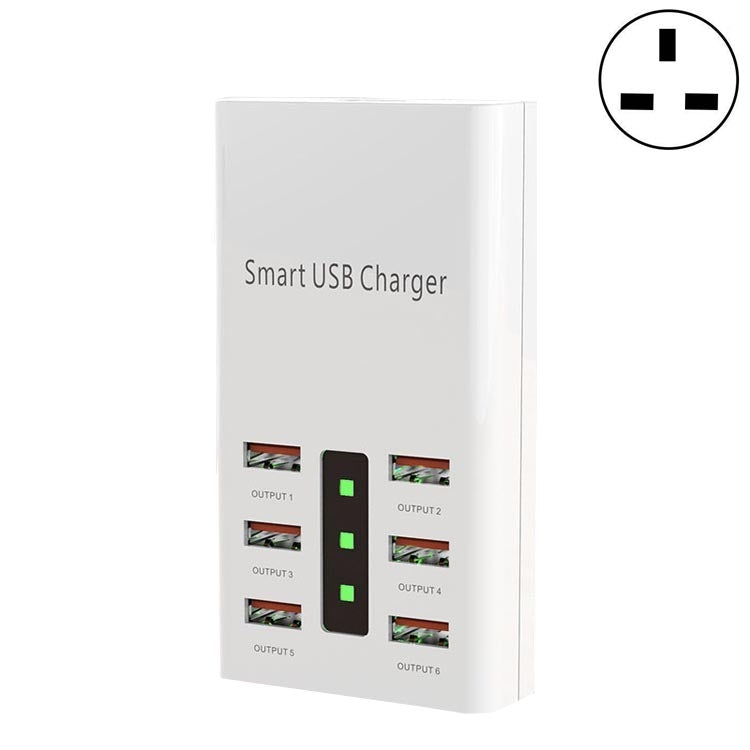 30W 2A Multi-Function 6-Port Charging Socket Universal Smart Phone And Tablet USB Charger(UK Plug) - Plug Adaptor by buy2fix | Online Shopping UK | buy2fix