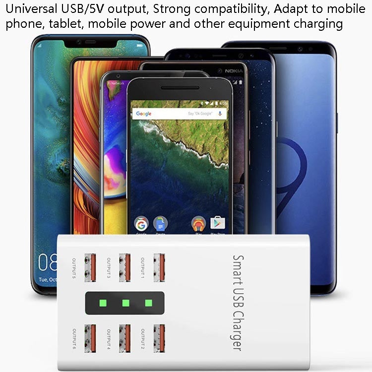 30W 2A Multi-Function 6-Port Charging Socket Universal Smart Phone And Tablet USB Charger(UK Plug) - Plug Adaptor by buy2fix | Online Shopping UK | buy2fix