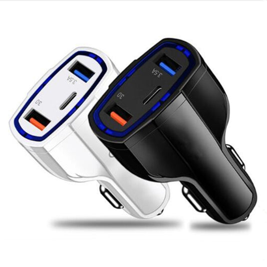 2 PCS QC3.0 Fast Charge Car Charger 3.5A Dual USB With Type-C Interface Output Car Charger(Black) by buy2fix