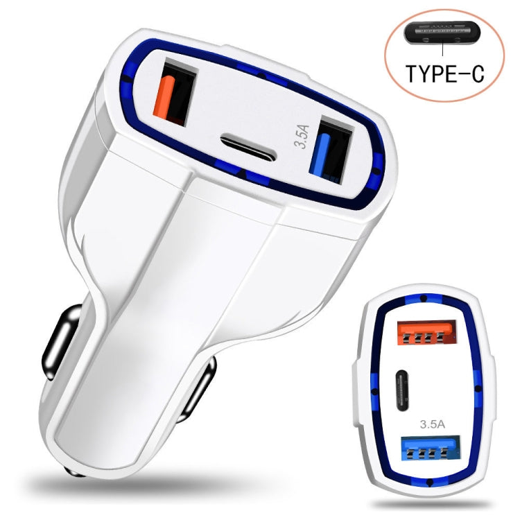 2 PCS QC3.0 Fast Charge Car Charger 3.5A Dual USB With Type-C Interface Output Car Charger(Black) - Car Charger by buy2fix | Online Shopping UK | buy2fix