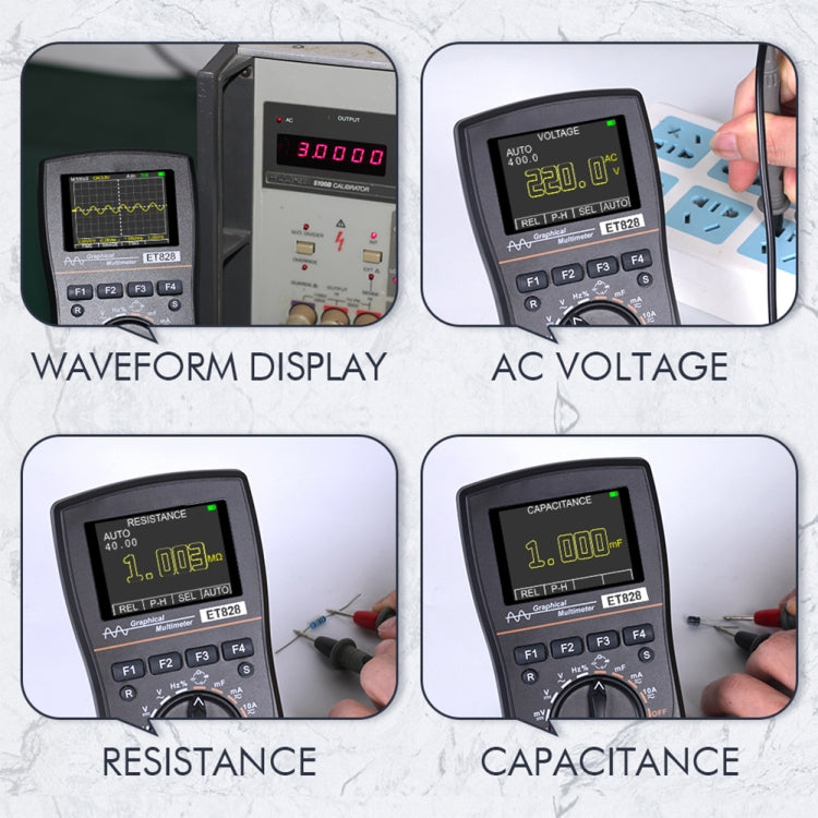 ET828 2 In 1 2 In 1 Oscilloscope Multimeter 2.4 Inch Color Screen Meter Digital Resistance Frequency Tester 1MHz 2.5Msps Meter - Digital Multimeter by buy2fix | Online Shopping UK | buy2fix