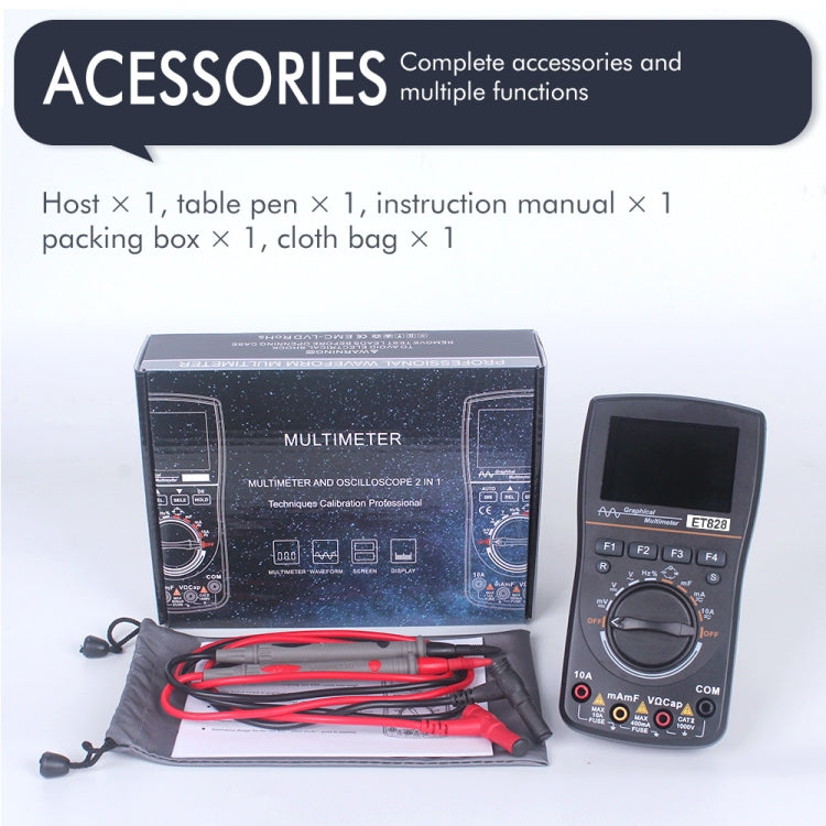 ET828 2 In 1 2 In 1 Oscilloscope Multimeter 2.4 Inch Color Screen Meter Digital Resistance Frequency Tester 1MHz 2.5Msps Meter - Digital Multimeter by buy2fix | Online Shopping UK | buy2fix