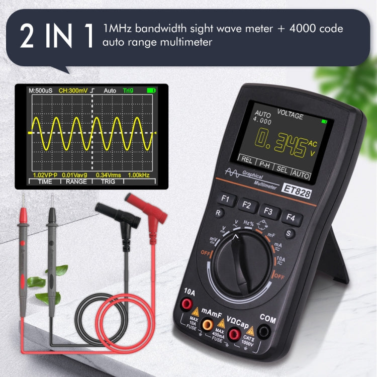 ET828 2 In 1 2 In 1 Oscilloscope Multimeter 2.4 Inch Color Screen Meter Digital Resistance Frequency Tester 1MHz 2.5Msps Meter - Digital Multimeter by buy2fix | Online Shopping UK | buy2fix