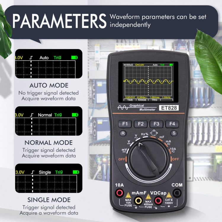 ET828 2 In 1 2 In 1 Oscilloscope Multimeter 2.4 Inch Color Screen Meter Digital Resistance Frequency Tester 1MHz 2.5Msps Meter - Digital Multimeter by buy2fix | Online Shopping UK | buy2fix